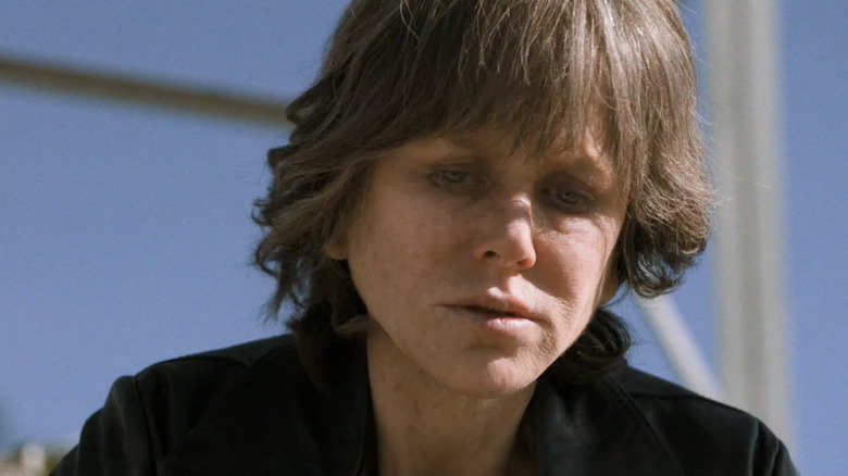 Nicole Kidman looking forlorn with short brown hair.