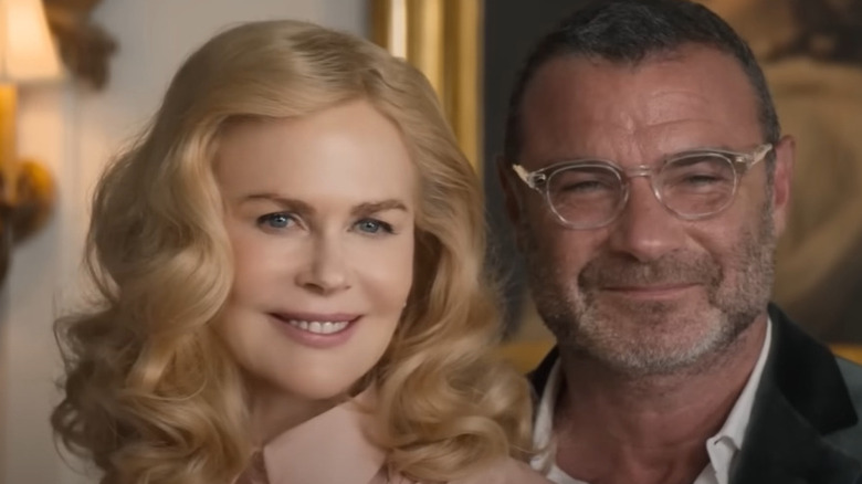 Nicole Kidman and Liev Schreiber smiling in The Perfect Couple
