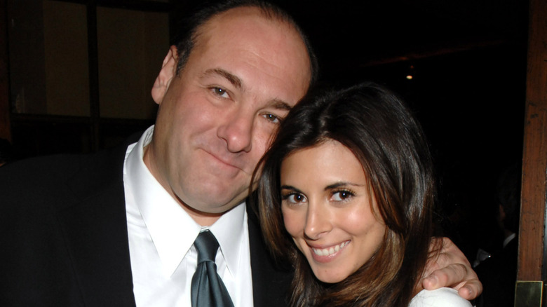 Jamie-Lynn Sigler poses with James Gandolfini