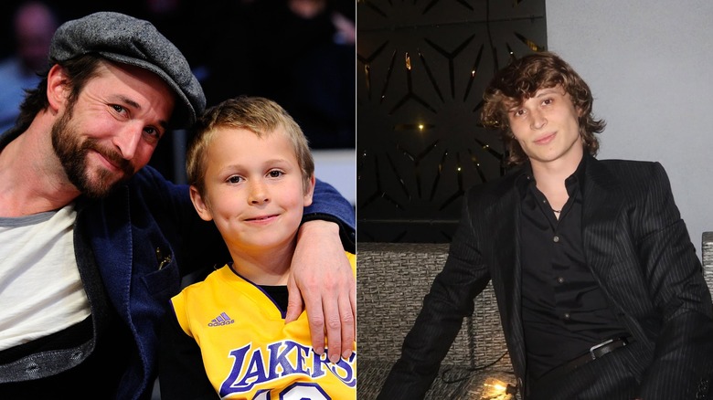 Noah Wyle with his son Owen; Owen now