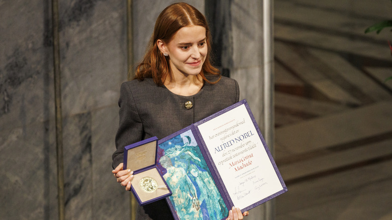Ana Machado's daughter accepting Maria Corina Machado's Nobel Peace Prize