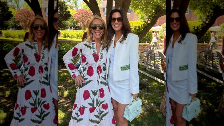 Kaitlan Collins smiling with a friend outside