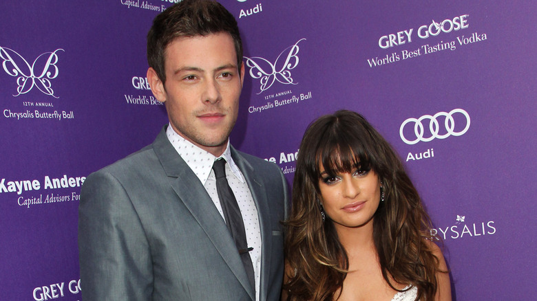 Lea Michele and Cory Monteith posing together