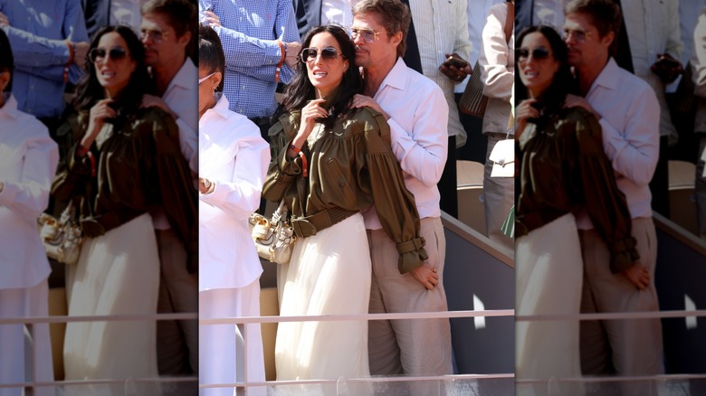 Brad Pitt and Ines de Ramon watching the French Open