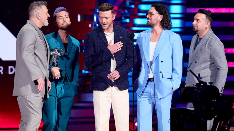NSYNC on stage at the VMAs