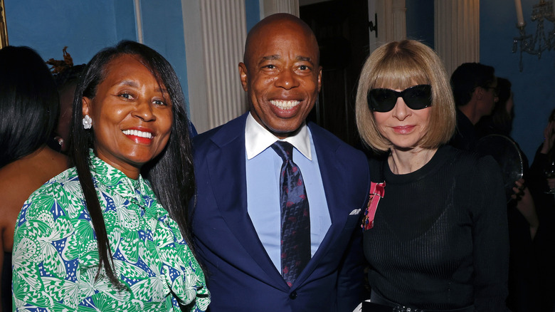 Tracey Collins, Eric Adams, and Anna Wintour attending a New York Fashion Week reception hosted by Mayor Eric Adams, Vogue, and the Council of Fashion Designers of America at Gracie Mansion