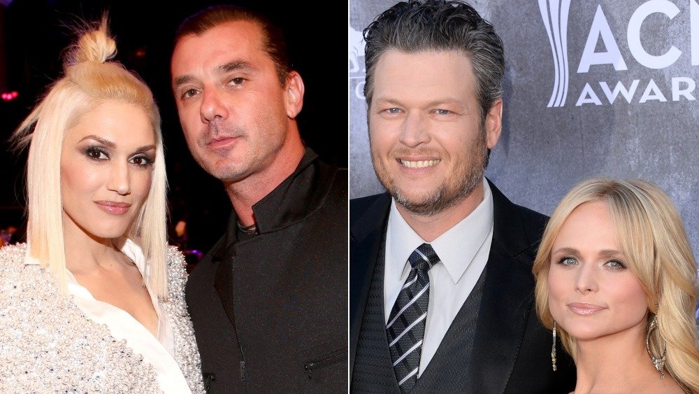 Split image of Gwen Stefani and Gavin Rossdale, Blake Shelton and Miranda Lambert