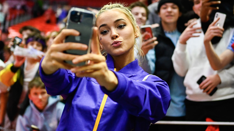 Olivia Dunne taking a selfie 