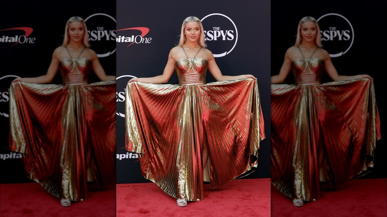 Olivia Dunne at ESPY's 2024 in gold dress