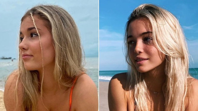 Olivia Dunne and Breckie Hill posing on the beach
