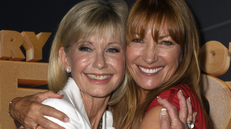 Olivia Newton-John, Jane Seymour, 2019 photo, hugging