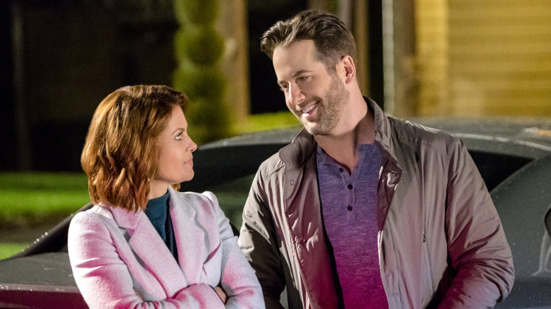 Candace Cameron Bure and Niall Matter in Aurora Teagarden Mysteries