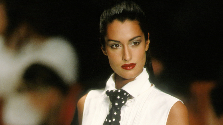 Yasmeen Ghauri on the runway at Milan Fashion Week