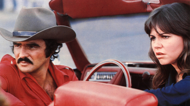 Sally Field and Burt Reynolds during a scene of "Smokey and the Bandit"