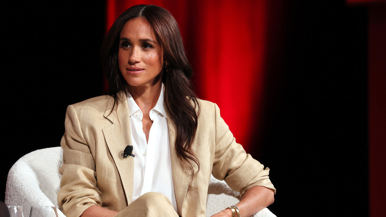 Meghan, Duchess of Sussex speaking onstage during the 2025 TIME100 Summit at Jazz at Lincoln Center