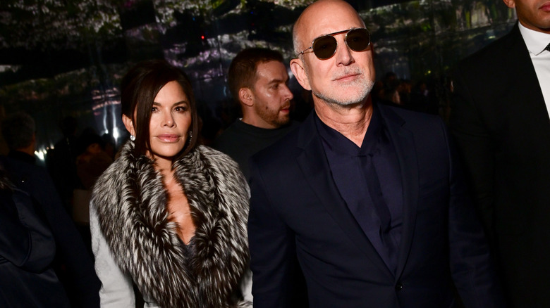 Lauren Sanchez and Jeff Bezos attend the Christian Dior Haute Couture show at Paris Fashion Week.
