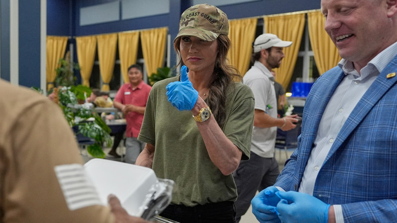 Kristi Noem serving meals at Naval Support Activity.
