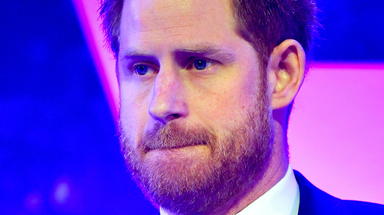 Prince Harry pursed lips