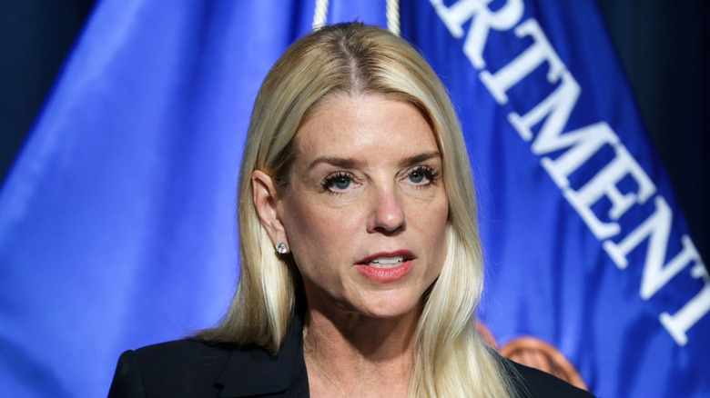 Pam Bondi speaks in 2025