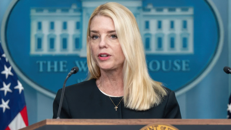 Pam Bondi speaks at the White House in 2025.