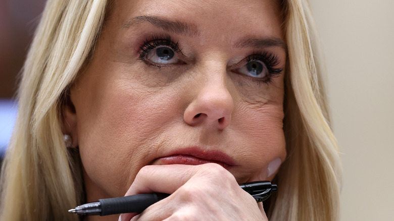 Pam Bondi looks pensive in front of the House Judiciary Committee.