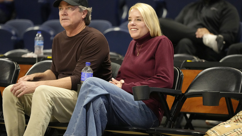 Pam Bondi watching a basketball game