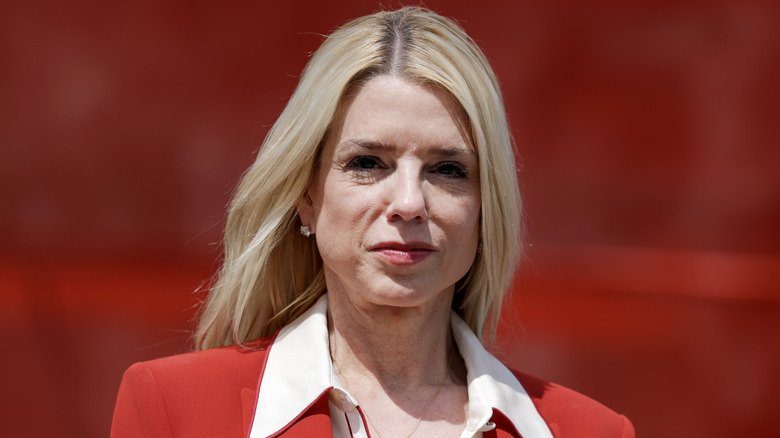 Pam Bondi during a press conference at Port Everglades