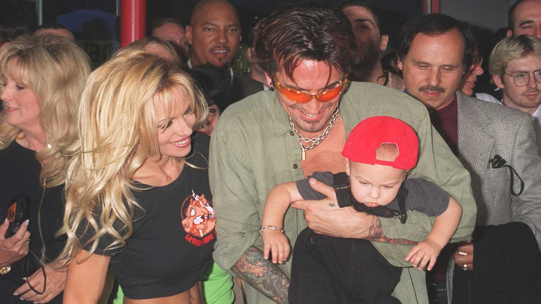 Pamela Anderson and Tommy Lee with their son