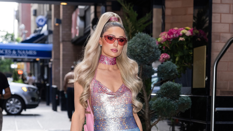 Paris Hilton walking down the street
