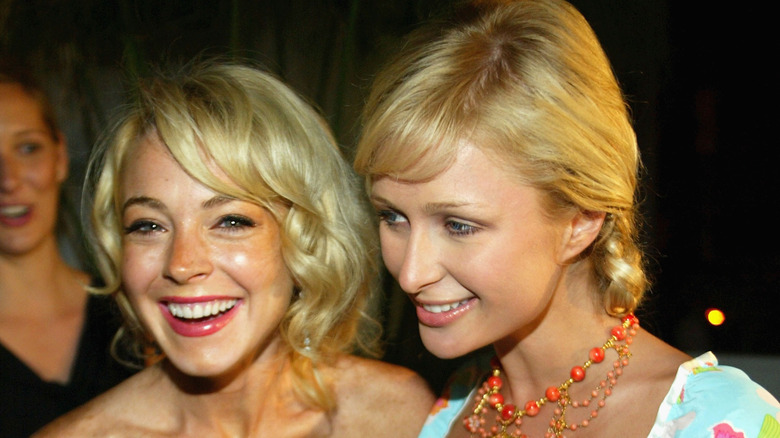 Lindsay Lohan and Paris Hilton smiling