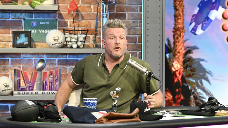 Pat McAfee green shirt microphone