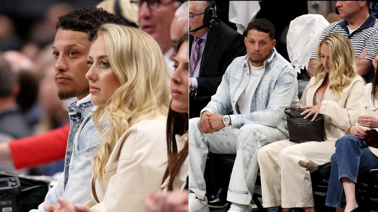Patrick Mahomes and Brittany Mahomes courtside at Mavs game