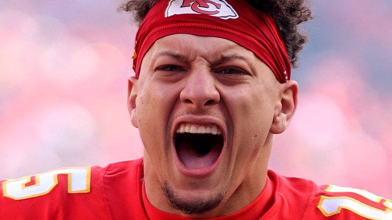 Patrick Mahomes of Kansas City Chiefs fires up the crowd 