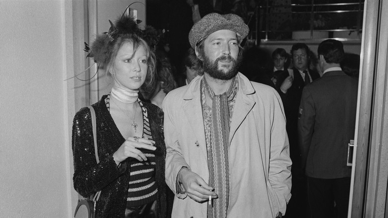 Pattie Boyd and Eric Clapton pose in 1976