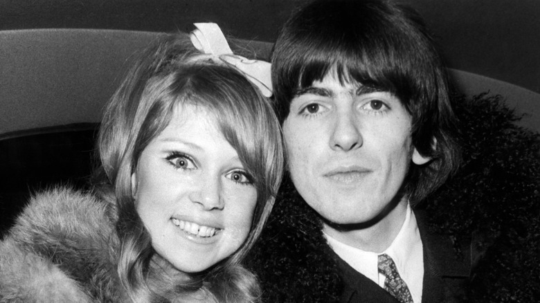 Pattie Boyd and George Harrison pose together