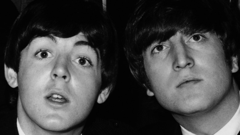 Paul McCartney and John Lennon pose together