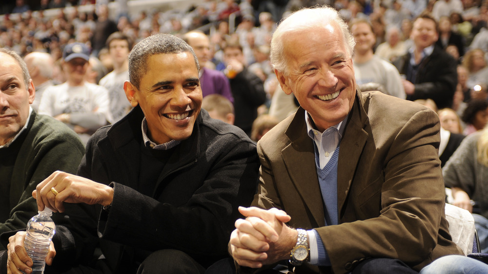 Barack Obama and Joe Biden at an event