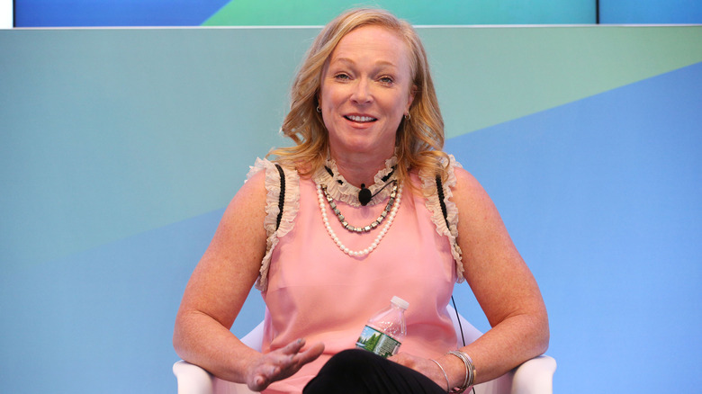 Kerstin Emhoff speaking onstage during Getting It Made panel at Thomson Reuters