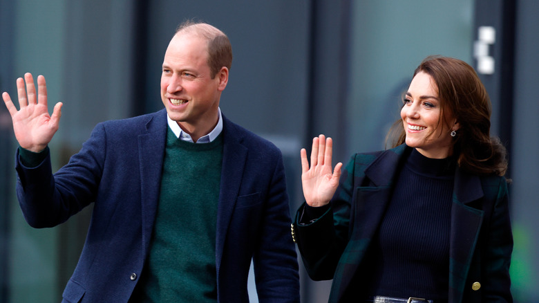 Prince William and Kate Middleton waving