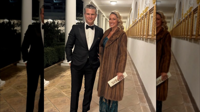 Pete Hegseth and Jennifer Rauchet posing for a photo at the White House