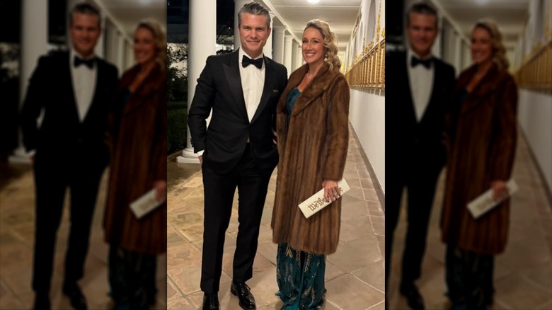 Jennifer and Pete Hegseth pose together at the White House.