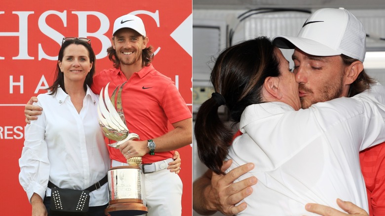 Tommy Fleetwood kissing Clare Fleetwood
