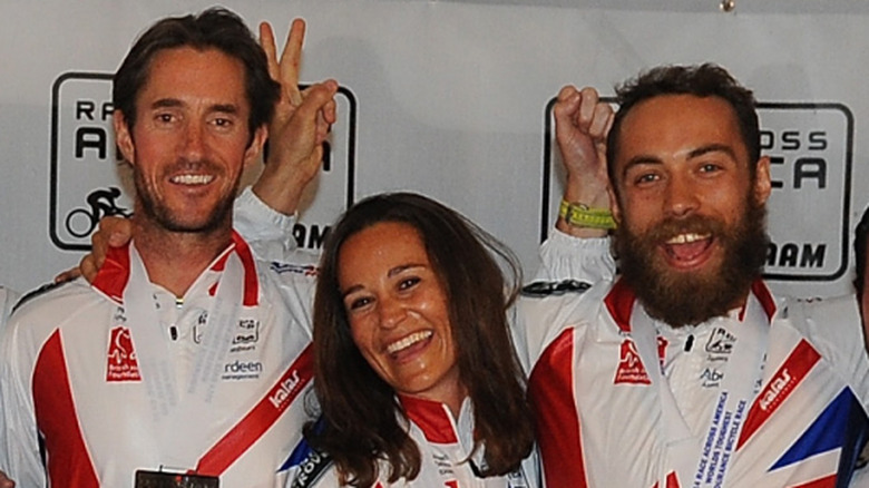 James Matthews, Pippa Middleton, and James Matthews pose together after completing the Race Across America.
