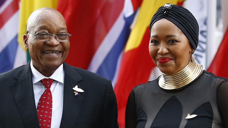 Jacob Zuma and Tobeka Madiba smiling