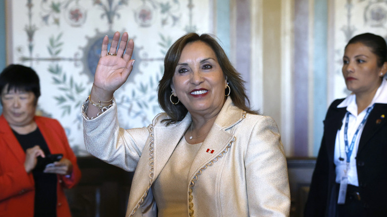 Then-Peruvian president Dina Boluarte visits the US Capitol in late 2023