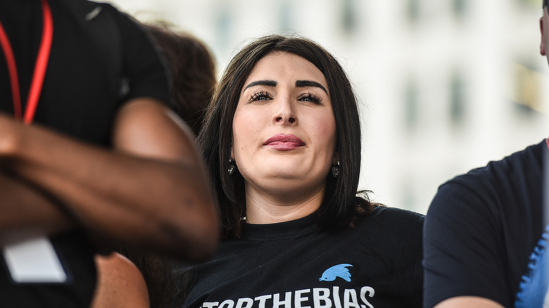 Laura Loomer participates in a "Demand Free Speech" rally in 2019