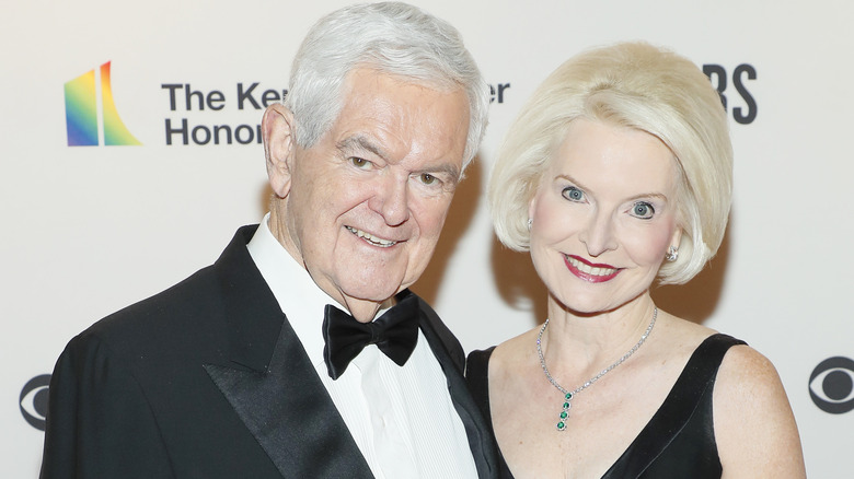 Newt Gingrich posing with Callista Bisek