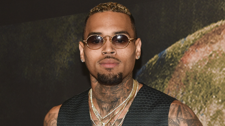 Chris Brown wearing glasses