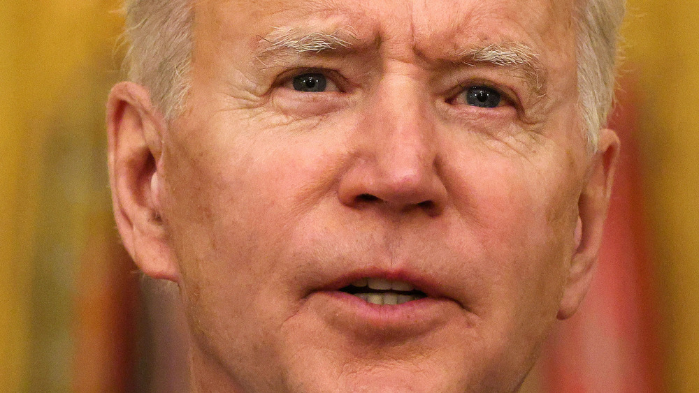 President Joe Biden looking serious