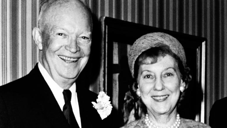 Dwight D. Eisenhower and Mamie Eisenhower smiling
